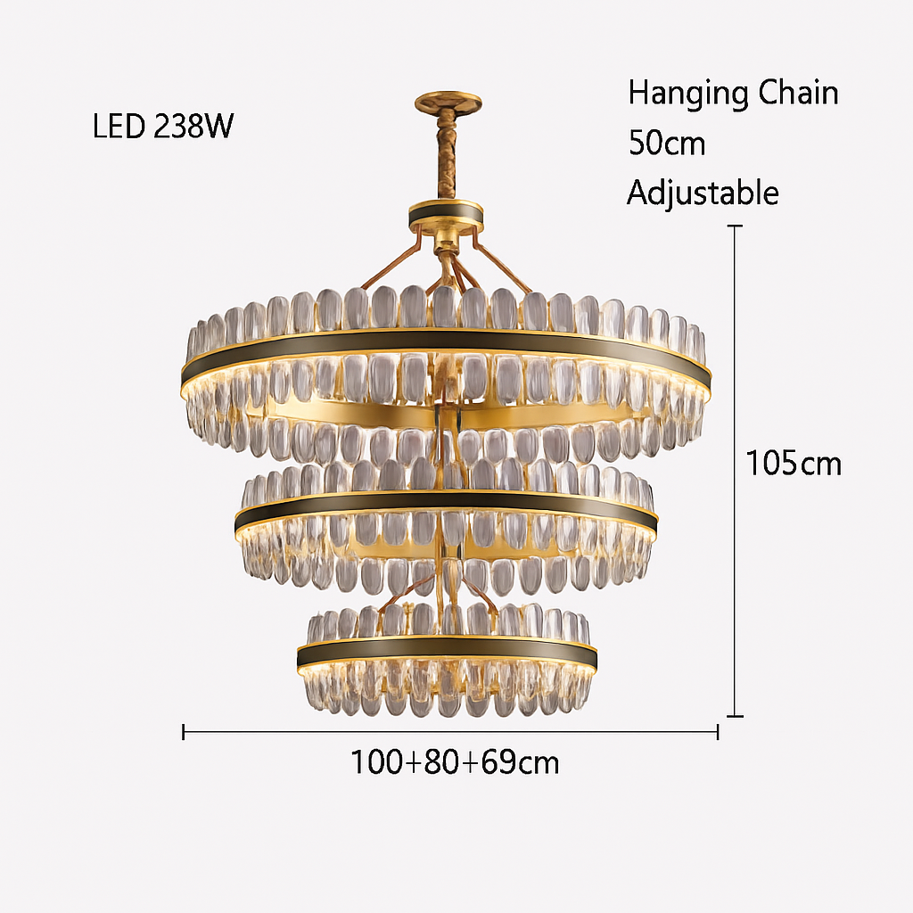 lustre en cuir led cristal luxueux rond suspendu moderne