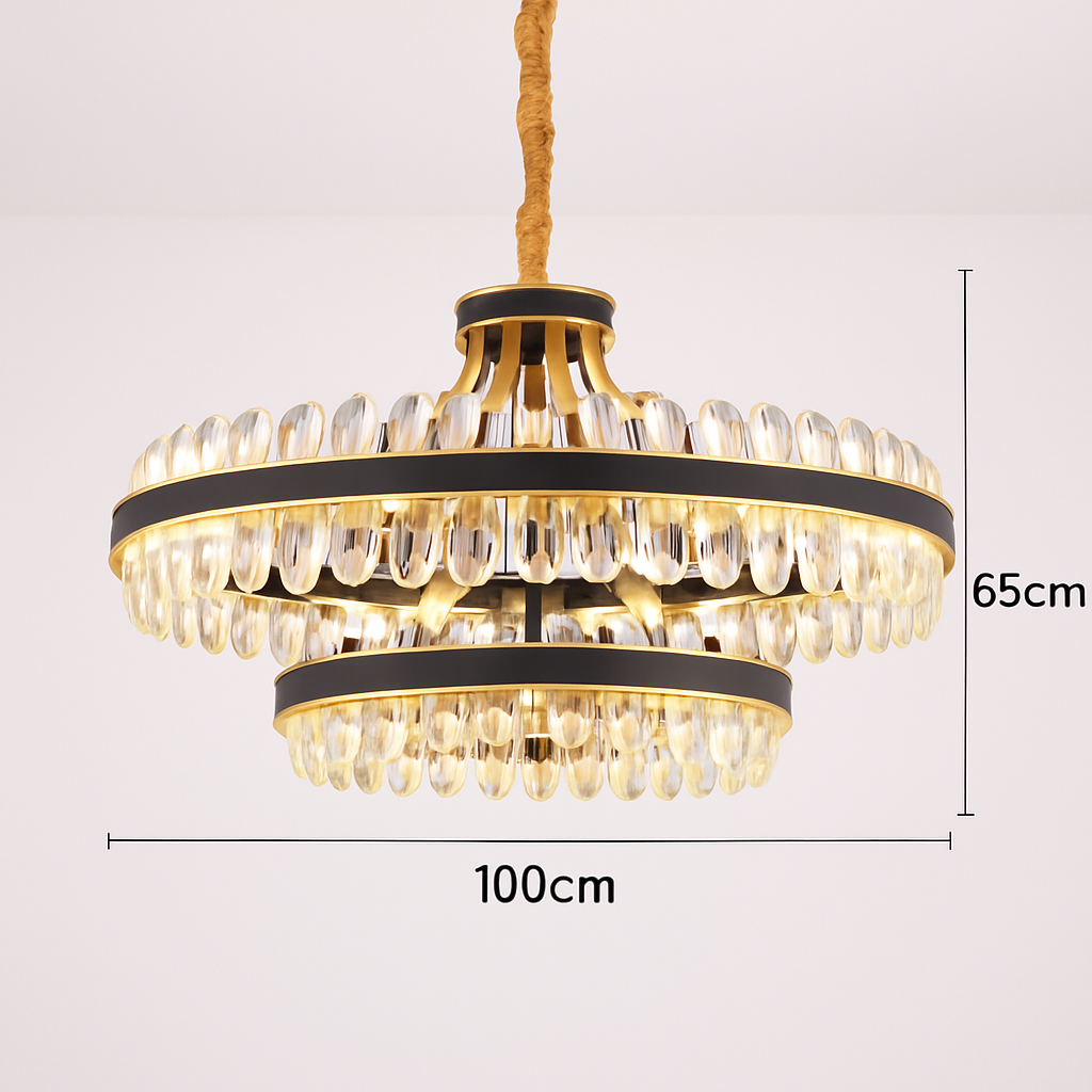 lustre en cuir led cristal luxueux rond suspendu moderne