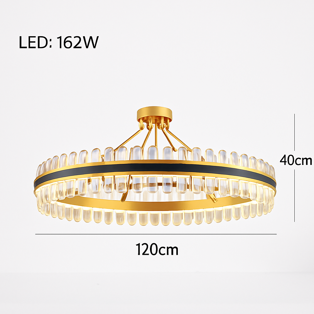 lustre en cuir led cristal luxueux rond suspendu moderne