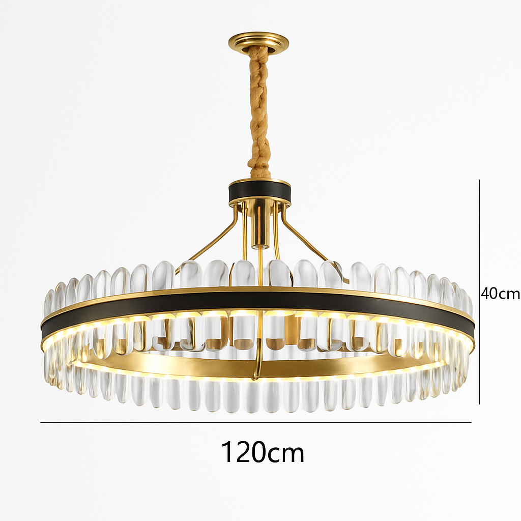lustre en cuir led cristal luxueux rond suspendu moderne