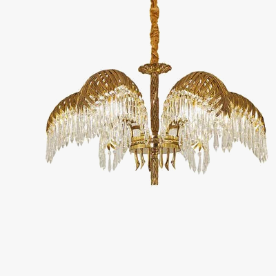 lustre en cuivre avec cristal pour décoration élégante et rétro