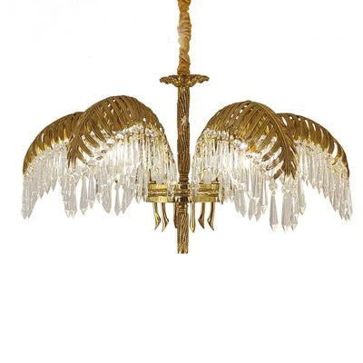 lustre en cuivre avec cristal pour décoration élégante et rétro