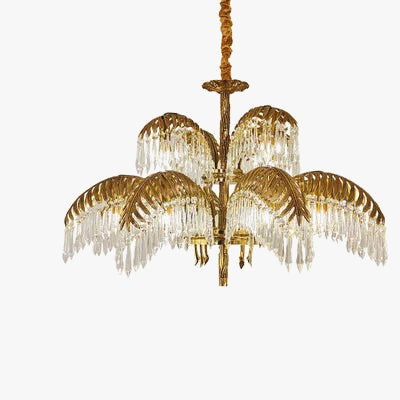 lustre en cuivre avec cristal pour décoration élégante et rétro