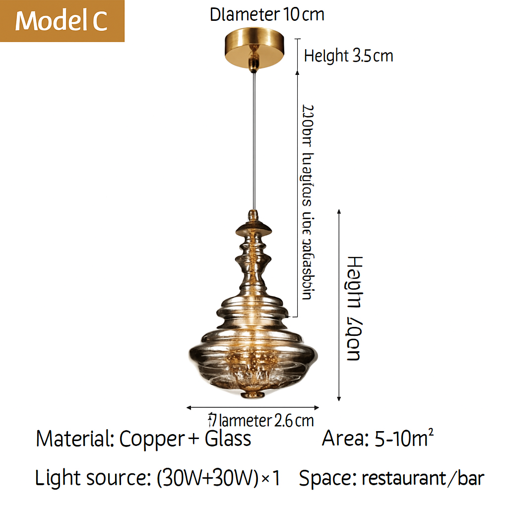 lustre en cuivre moderne avec cristal et éclairage led