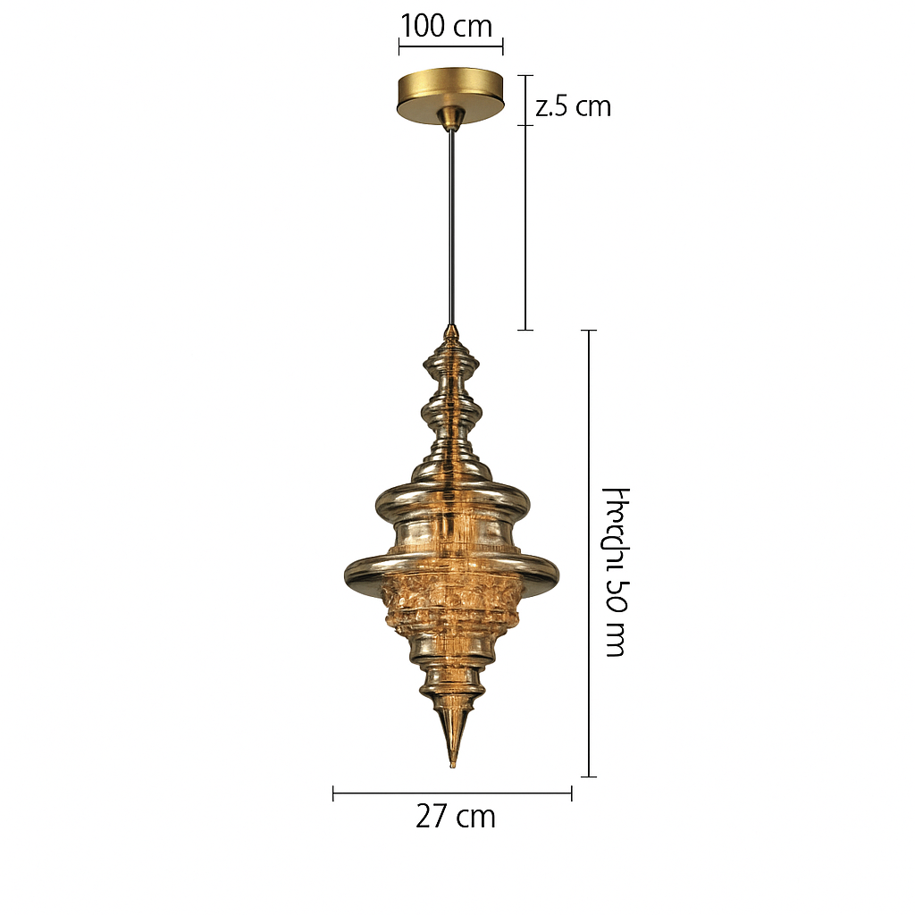 lustre en cuivre moderne avec cristal et éclairage led