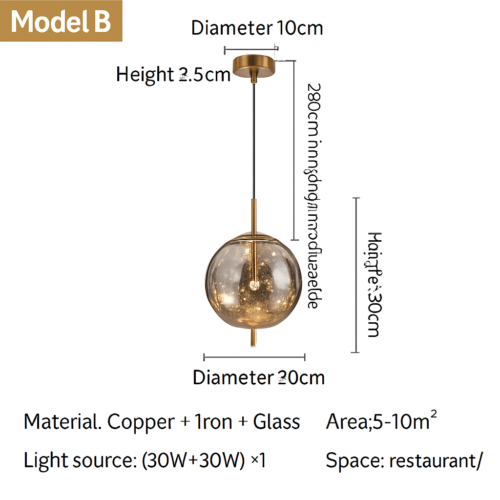 lustre en cuivre moderne avec cristal et éclairage led