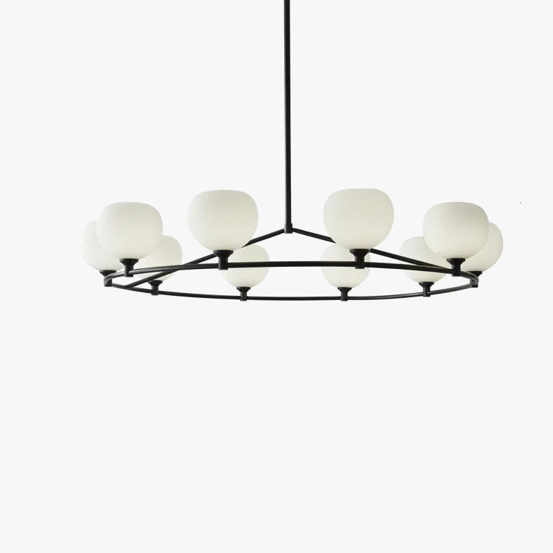 lustre en cuivre noir design moderne avec ampoule en verre blanc