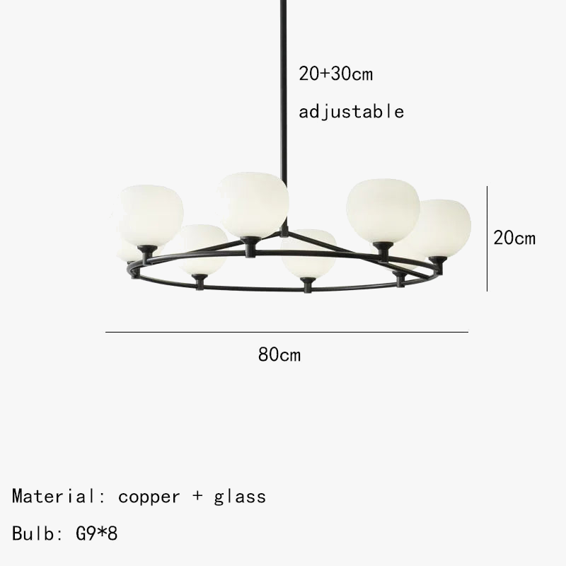 lustre en cuivre noir design moderne avec ampoule en verre blanc