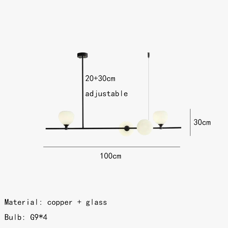 lustre en cuivre noir design moderne avec ampoule en verre blanc