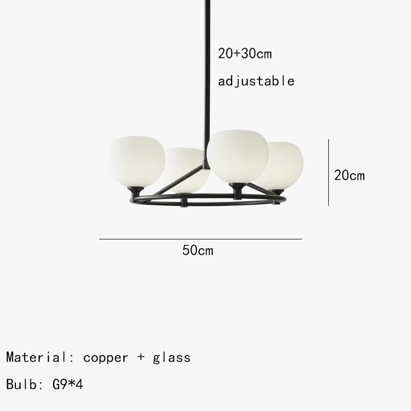 lustre en cuivre noir design moderne avec ampoule en verre blanc