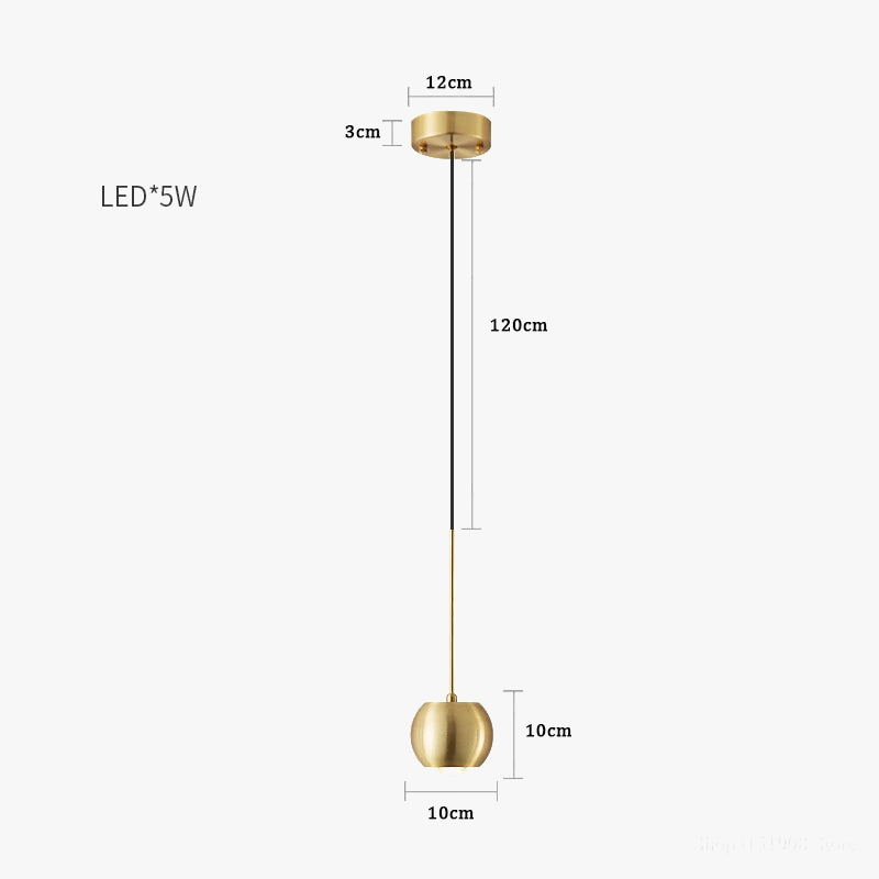lustre en cuivre simple projecteur suspendu atmosphère lumineuse