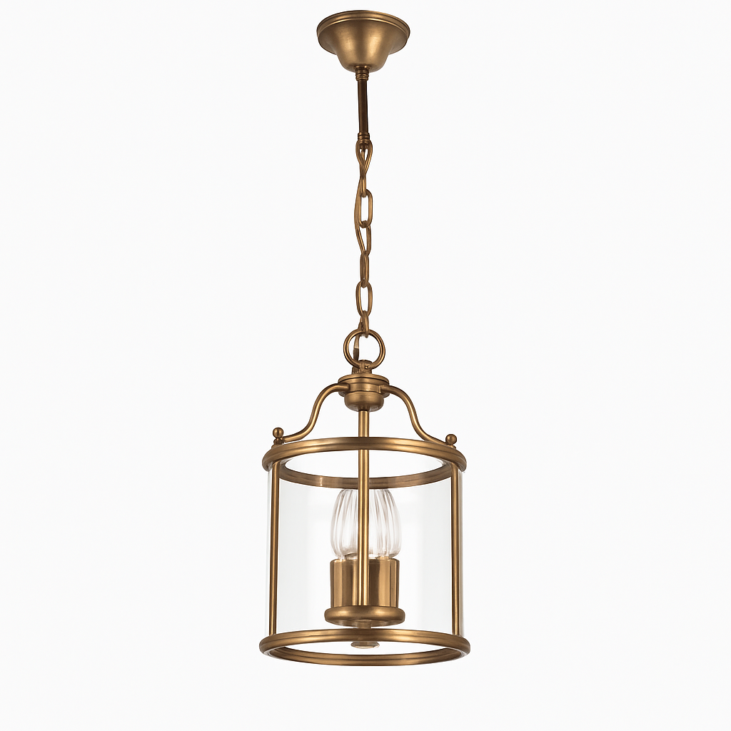lustre en cuivre style vintage américain avec cage à oiseaux