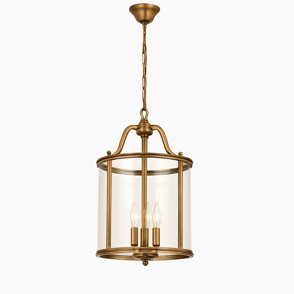 lustre en cuivre style vintage américain avec cage à oiseaux