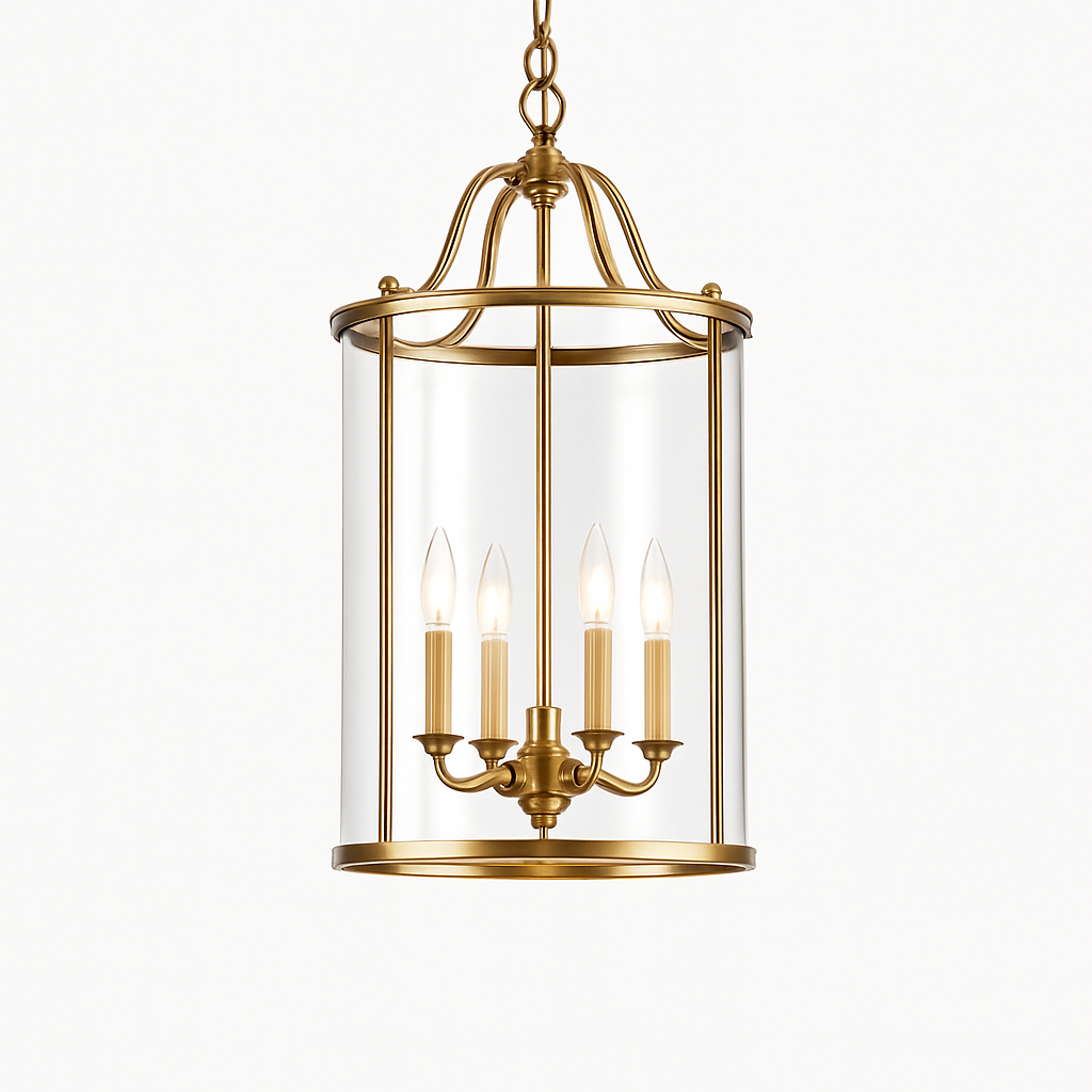 lustre en cuivre style vintage américain avec cage à oiseaux