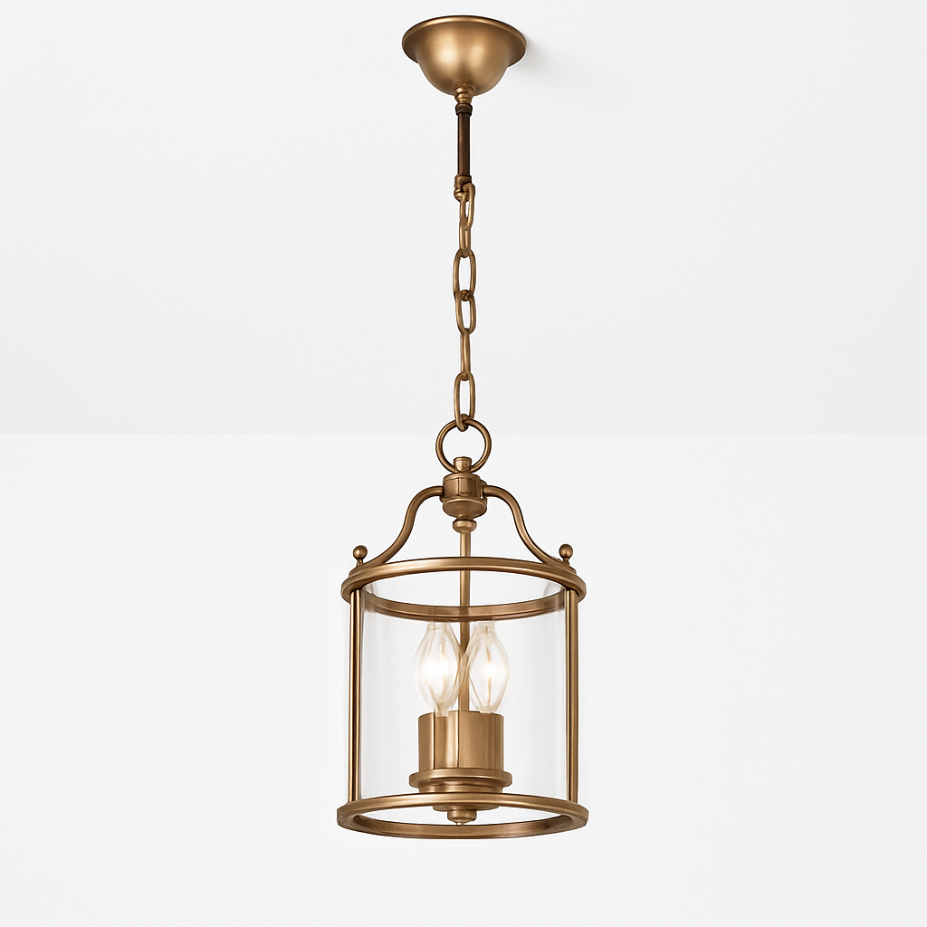 lustre en cuivre style vintage américain avec cage à oiseaux