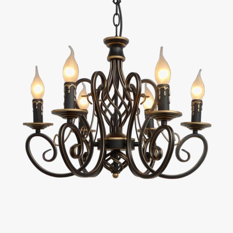 lustre en fer antique cristal rétro éclairage nordique décoratif