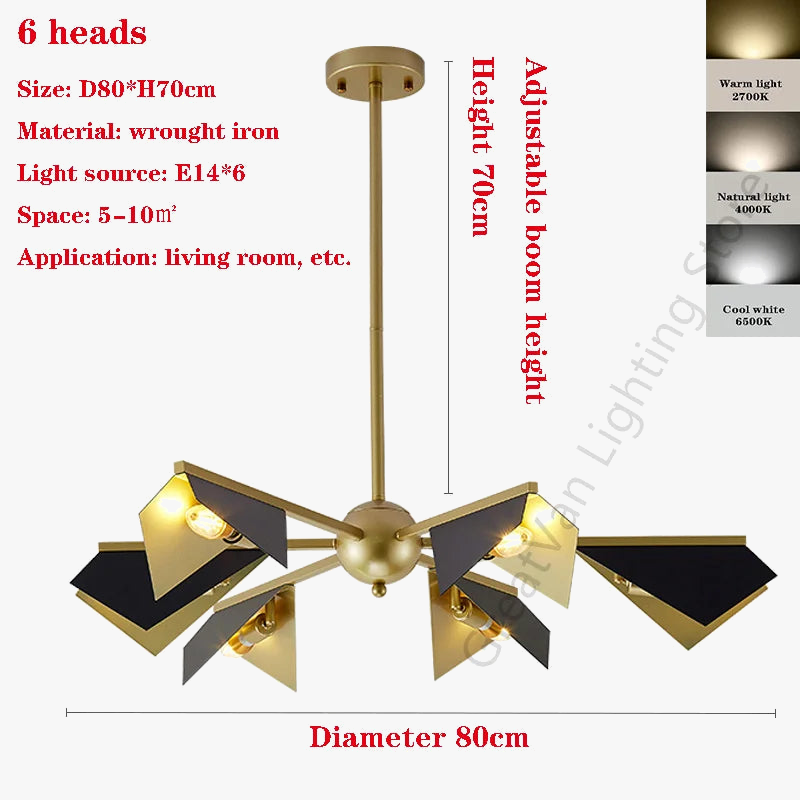 lustre en fer forgé de style nordique éclairage de luxe créatif