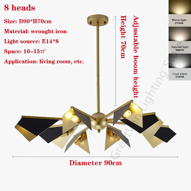 lustre en fer forgé de style nordique éclairage de luxe créatif