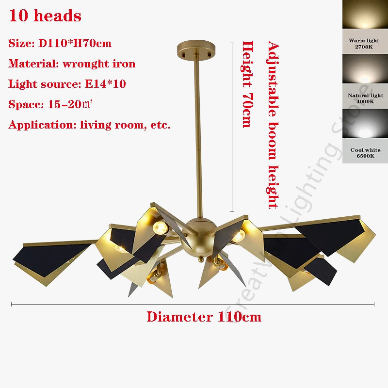 lustre en fer forgé de style nordique éclairage de luxe créatif