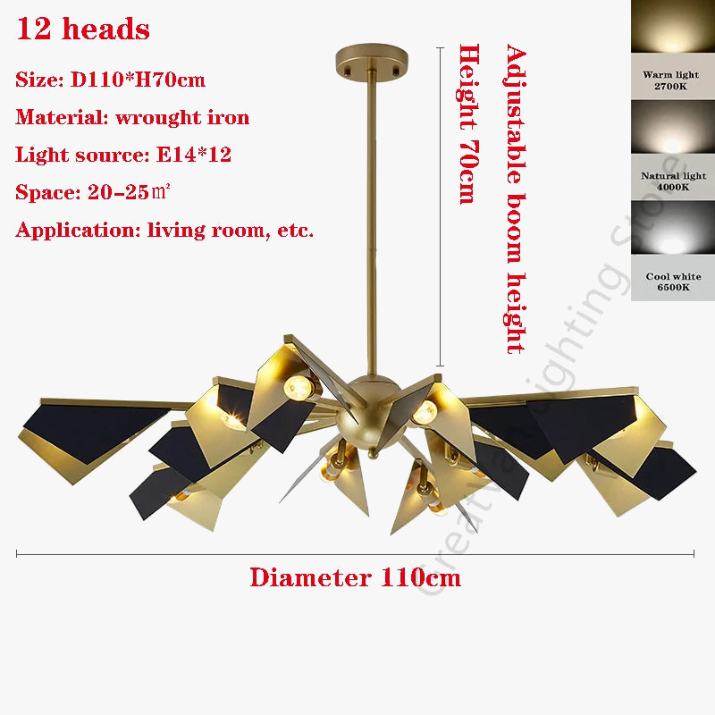 lustre en fer forgé de style nordique éclairage de luxe créatif