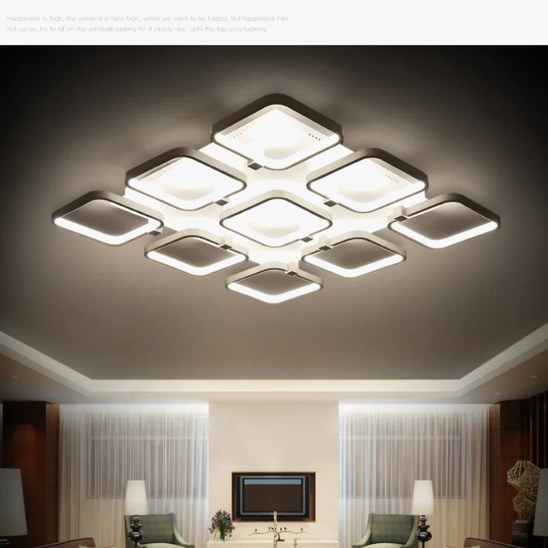 lustre en fer à led avec abat-jour rectangulaire moderne