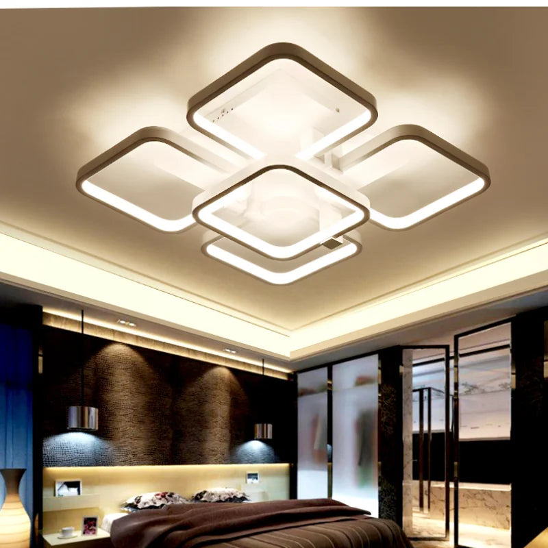lustre en fer à led avec abat-jour rectangulaire moderne
