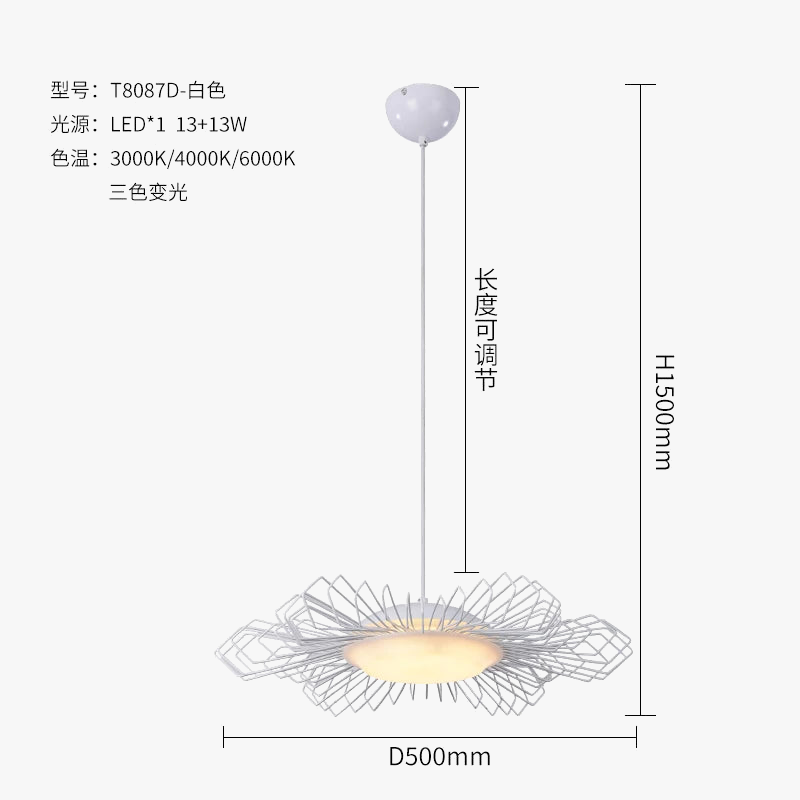 lustre en fer moderne pour décoration intérieure nordique