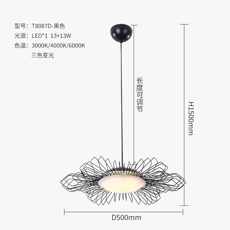 lustre en fer moderne pour décoration intérieure nordique