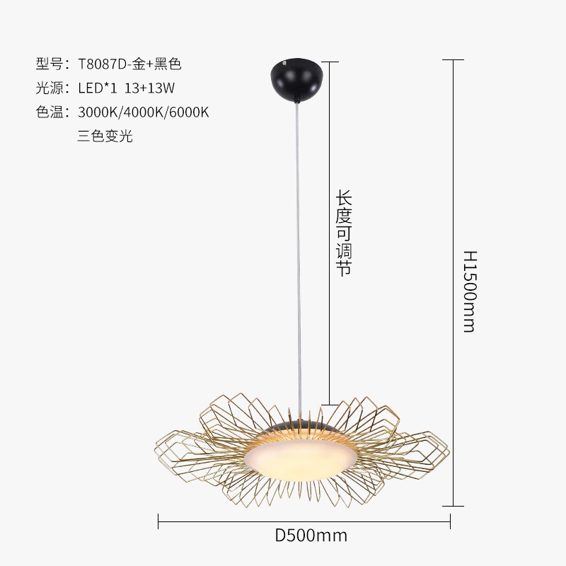 lustre en fer moderne pour décoration intérieure nordique