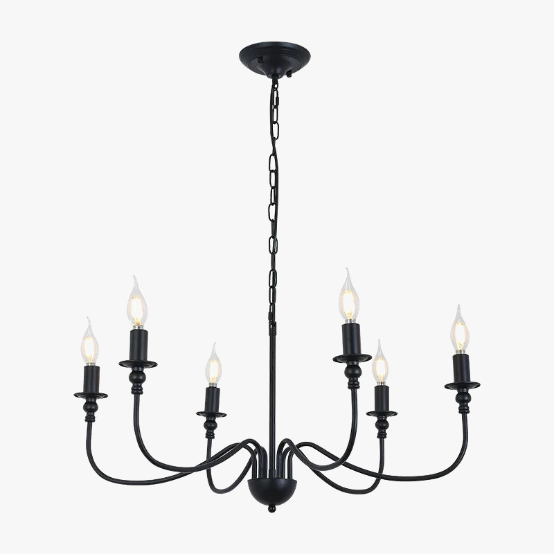 lustre en fer noir avec éclairage led pour intérieur moderne