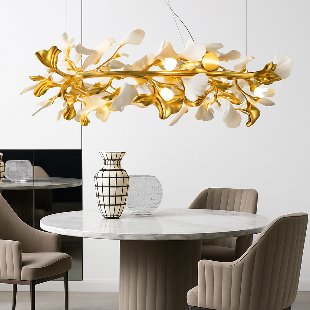 lustre en feuille de ginkgo pour décoration intérieure