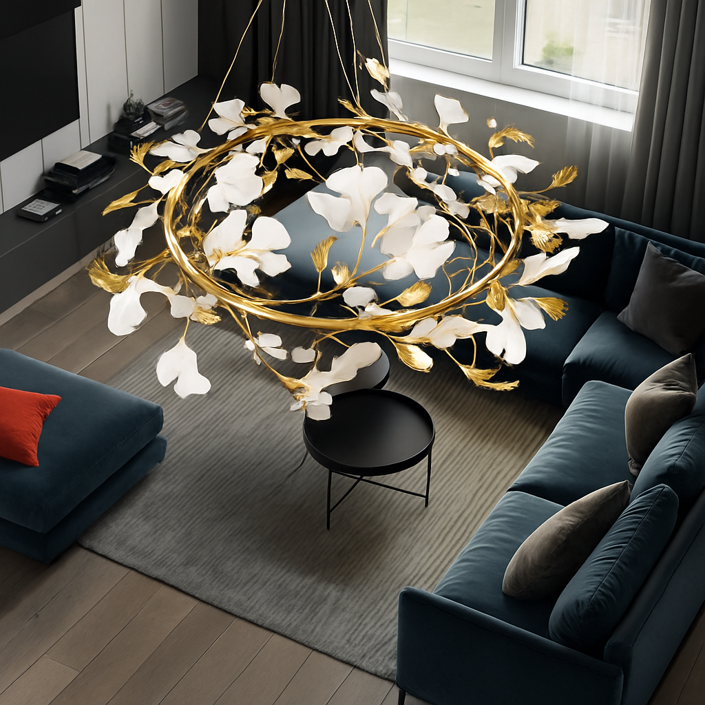 lustre en feuille de ginkgo pour décoration intérieure