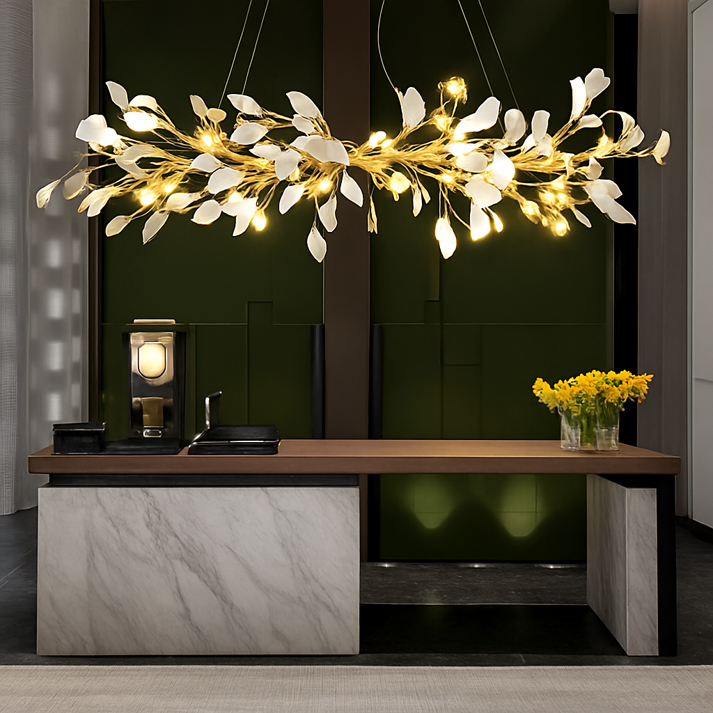 lustre en feuille de ginkgo pour décoration intérieure