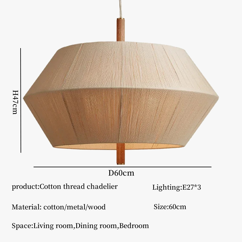 lustre en fil de coton nordique style wabi sabi pour décoration intérieure