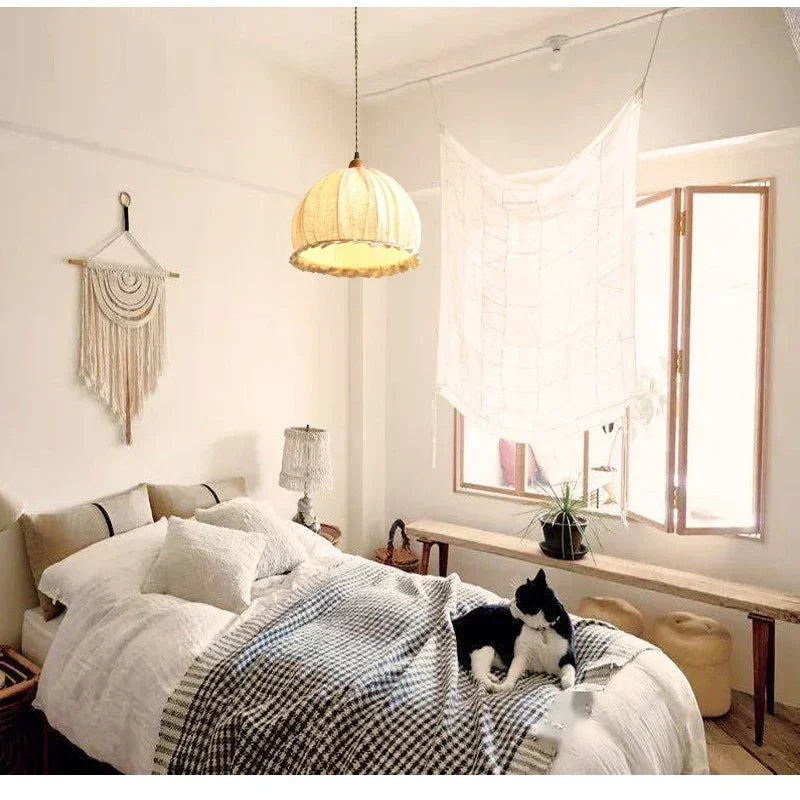 lustre en forme de bourgeon romantique en coton et lin
