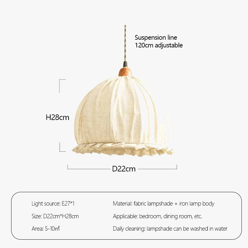 lustre en forme de bourgeon romantique en coton et lin