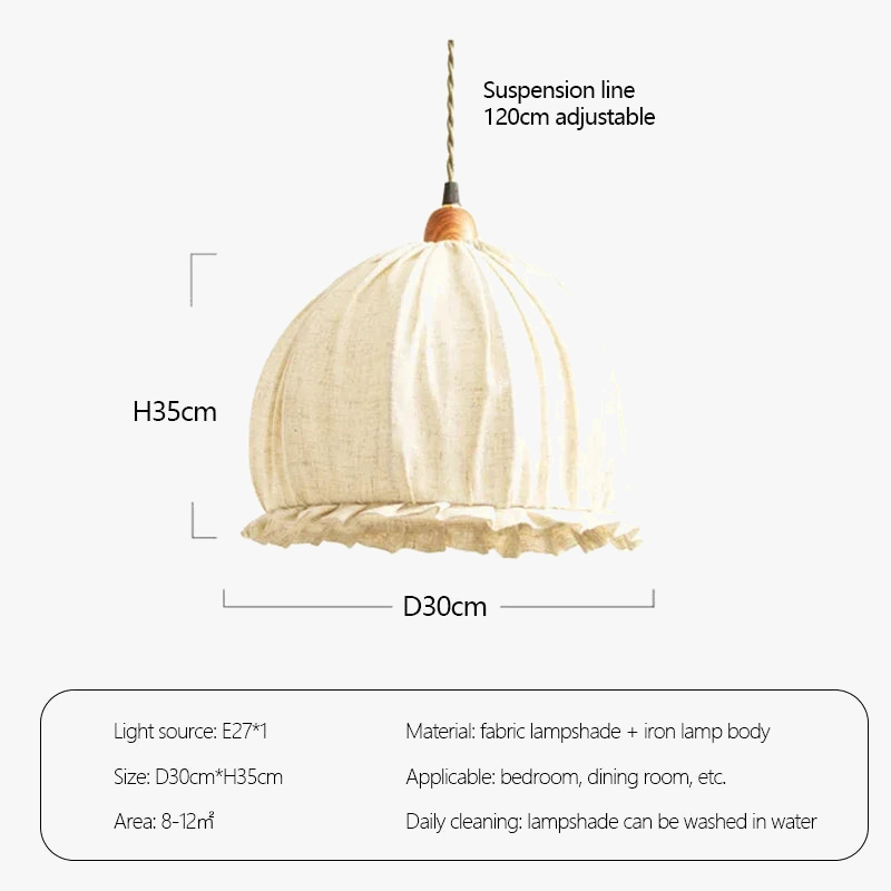 lustre en forme de bourgeon romantique en coton et lin