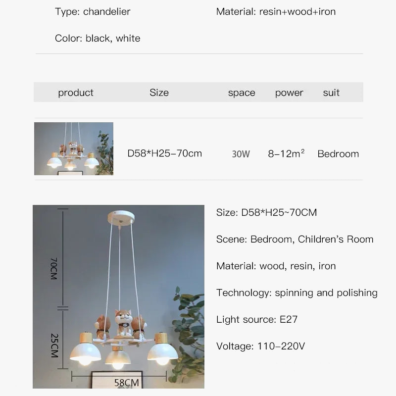 lustre en forme de chiot pour décoration de chambre enfant