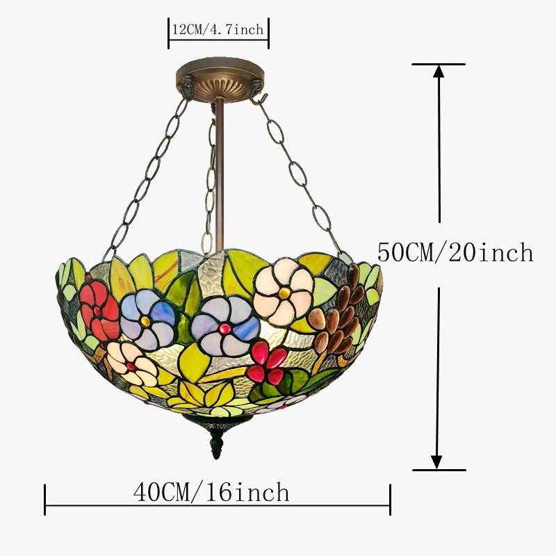 lustre en forme de raisin style tiffany à fleurs américaines
