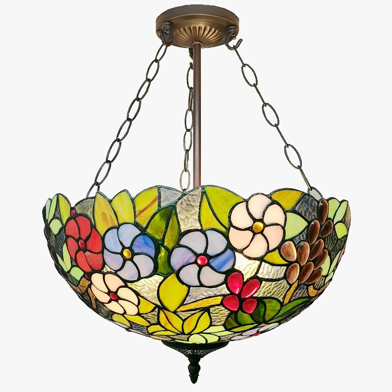 lustre en forme de raisin style tiffany à fleurs américaines
