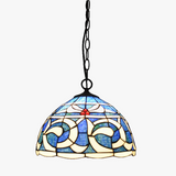 lustre en kapok pour restaurant méditerranéen avec éclairage en verre tiffany