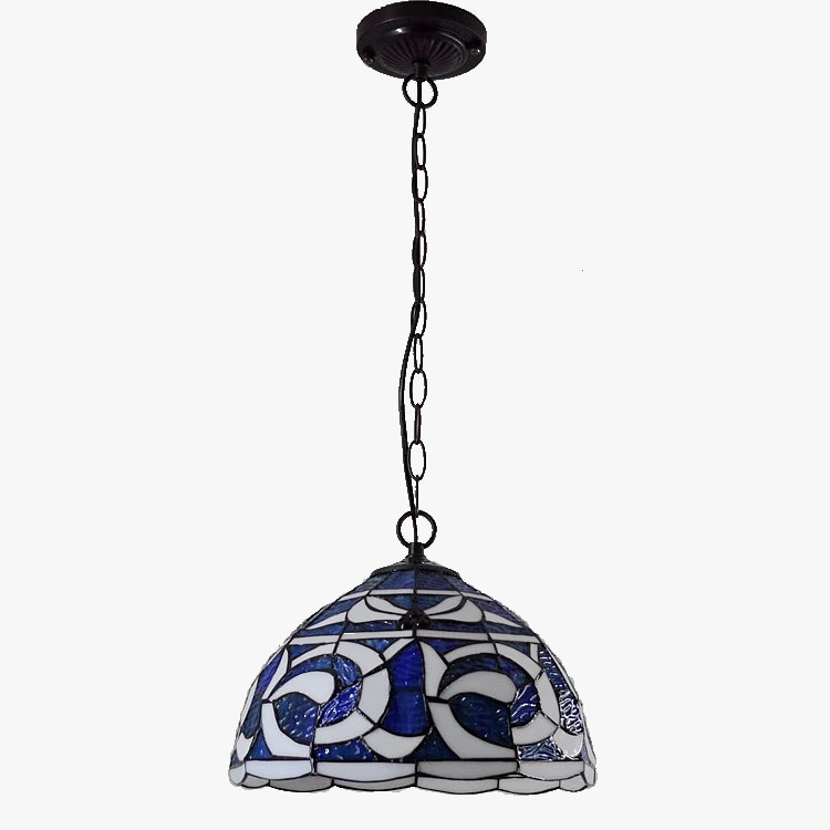 lustre en kapok pour restaurant méditerranéen avec éclairage en verre tiffany
