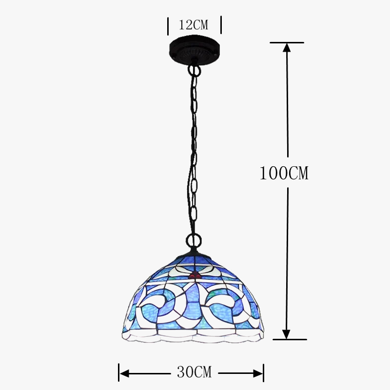 lustre en kapok pour restaurant méditerranéen avec éclairage en verre tiffany