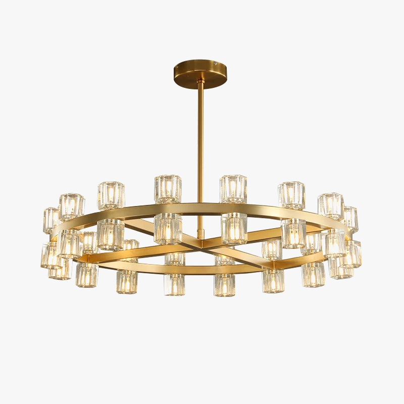 lustre en laiton et cristal pour décoration de luxe
