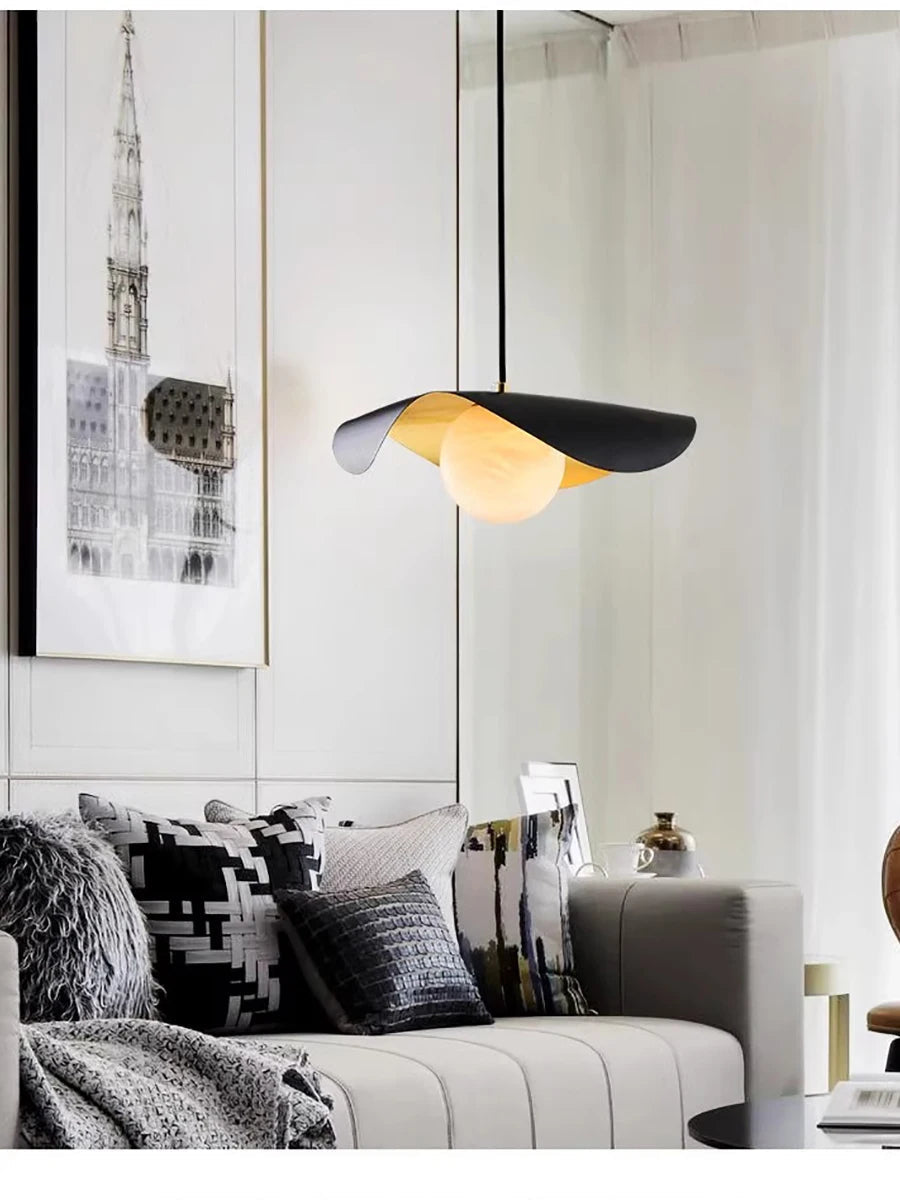 lustre en laiton et marbre avec suspension
