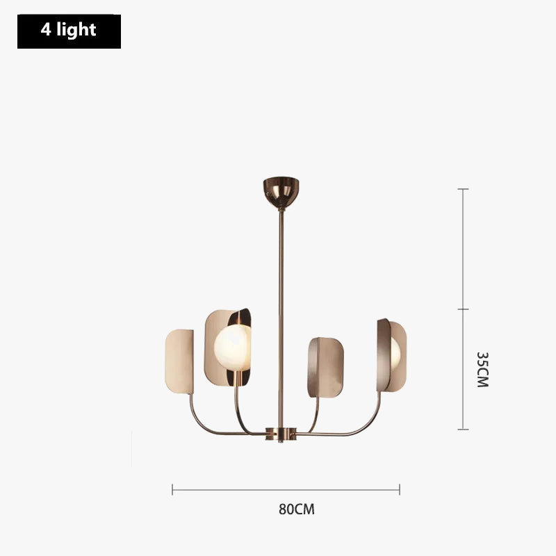 lustre en métal avec feuilles éclairage en verre laiteux design luxueux