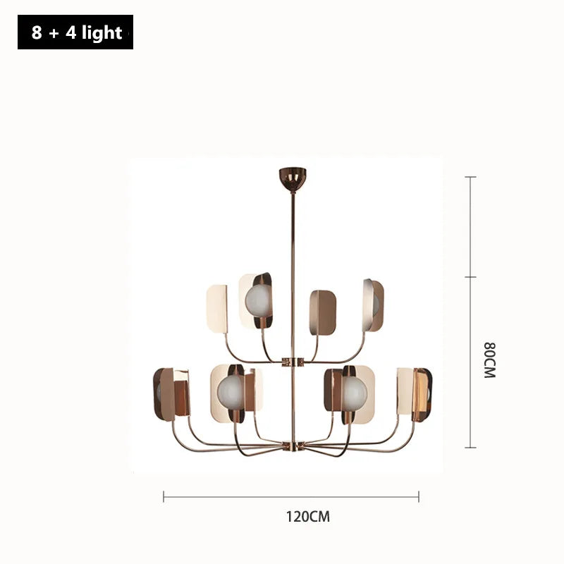 lustre en métal avec feuilles éclairage en verre laiteux design luxueux