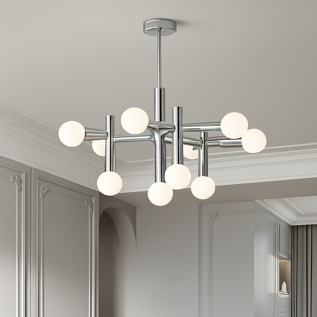 lustre en métal chrome style designer art décor