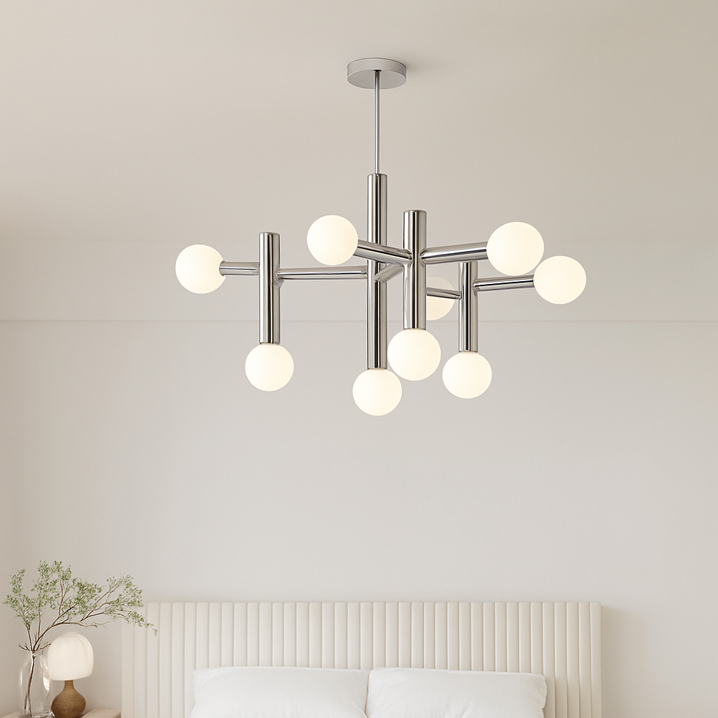 lustre en métal chrome style designer art décor