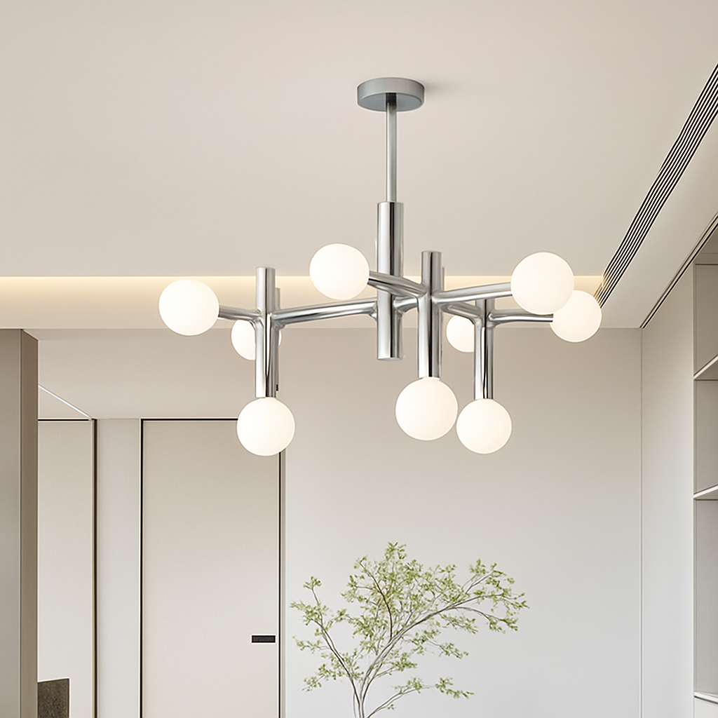 lustre en métal chrome style designer art décor